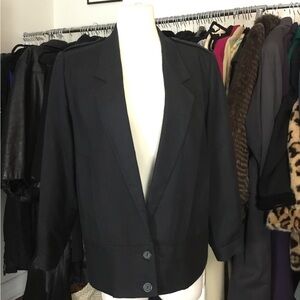Vintage Black Jacket with Wide Wasteband